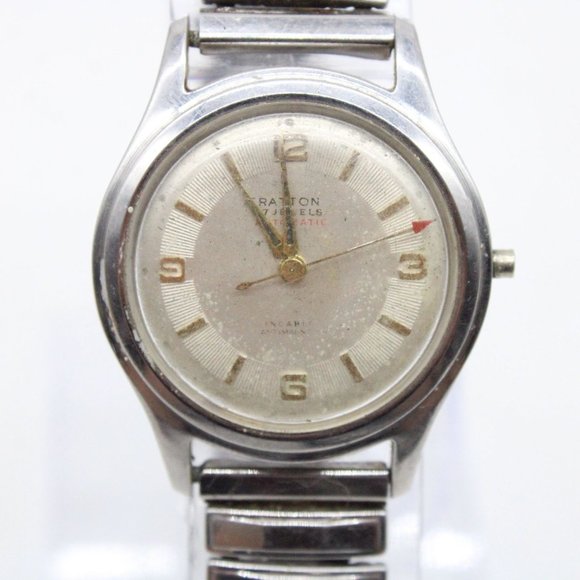Vintage Stratton Automatic Watch Mens Silver Tone Stainless Steel White Dial - Picture 3 of 9